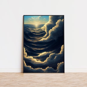 Cartel de la puesta del sol del océano de las nubes / cartel único de la puesta del sol del océano / arte de la pared de moda / cartel estético de la puesta del sol / cartel impreso del océano de la puesta del sol del arte de la pared