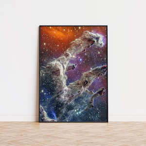 Säulen der Schöpfung Poster | Säulen der Schöpfung Wandkunst | Säulen der Schöpfung Space Art | Pillars of Creation Cosmos Gedrucktes Poster
