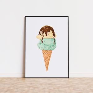 Ice Cream Poster | Ice Cream Wall Art | Ice Cream Art | Ice Cream Printed Poster