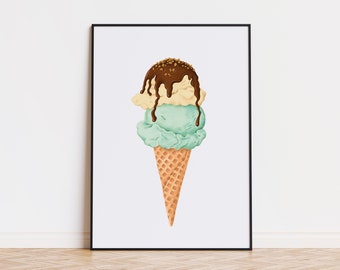 Ice Cream Poster | Ice Cream Wall Art | Ice Cream Art | Ice Cream Printed Poster