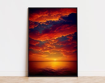 Vaporwave Sunset Poster | Unique Vaporwave Poster | Trendy Wall Art | Aesthetic Vaporwave Sunset Poster | Printed Wall Art Vaporwave Poster