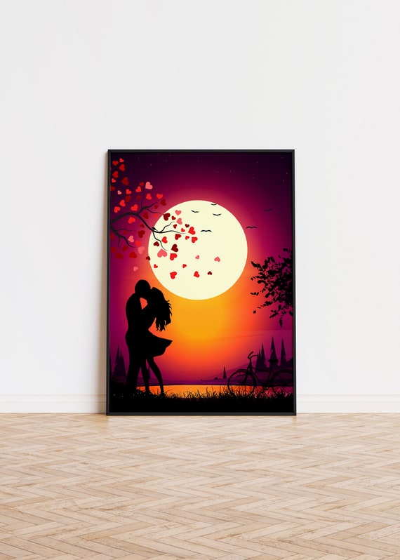 Sunset Love Art Poster | Unique Love Sunset Poster | Trendy Wall