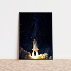 Space Shuttle Start Poster Geschenk für Weltraum Enthusiasten Wandkunst Trendy Rocket Poster Going to Space Fan Geschenk Apollo 11 Wandkunst Astronaut
