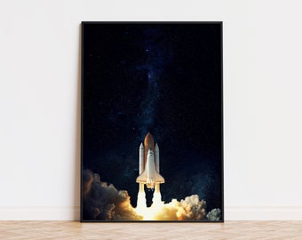 Space Shuttle Start Poster Geschenk für Weltraum Enthusiasten Wandkunst Trendy Rocket Poster Going to Space Fan Geschenk Apollo 11 Wandkunst Astronaut