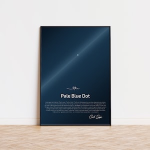 Arte da parete The Pale Blue Dot con citazione ispiratrice dell'astronomo Carl Sagan, poster regalo per gli amanti dello spazio, decorazione per la casa, regalo per gli appassionati dello spazio