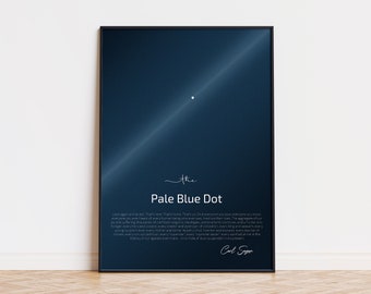 The Pale Blue Dot Wall Art with Astronomer Carl Sagan Inspirational Quote Poster Gift for Space Lover Home Decor Space Enthusiast Present