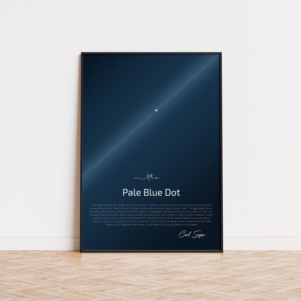 The Pale Blue Dot Wall Art with Astronomer Carl Sagan Inspirational Quote Poster Gift for Space Lover Home Decor Space Enthusiast Present