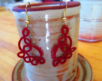 Loopy Tatted Lace Earrings, 2 inch length, Hypoallergenic