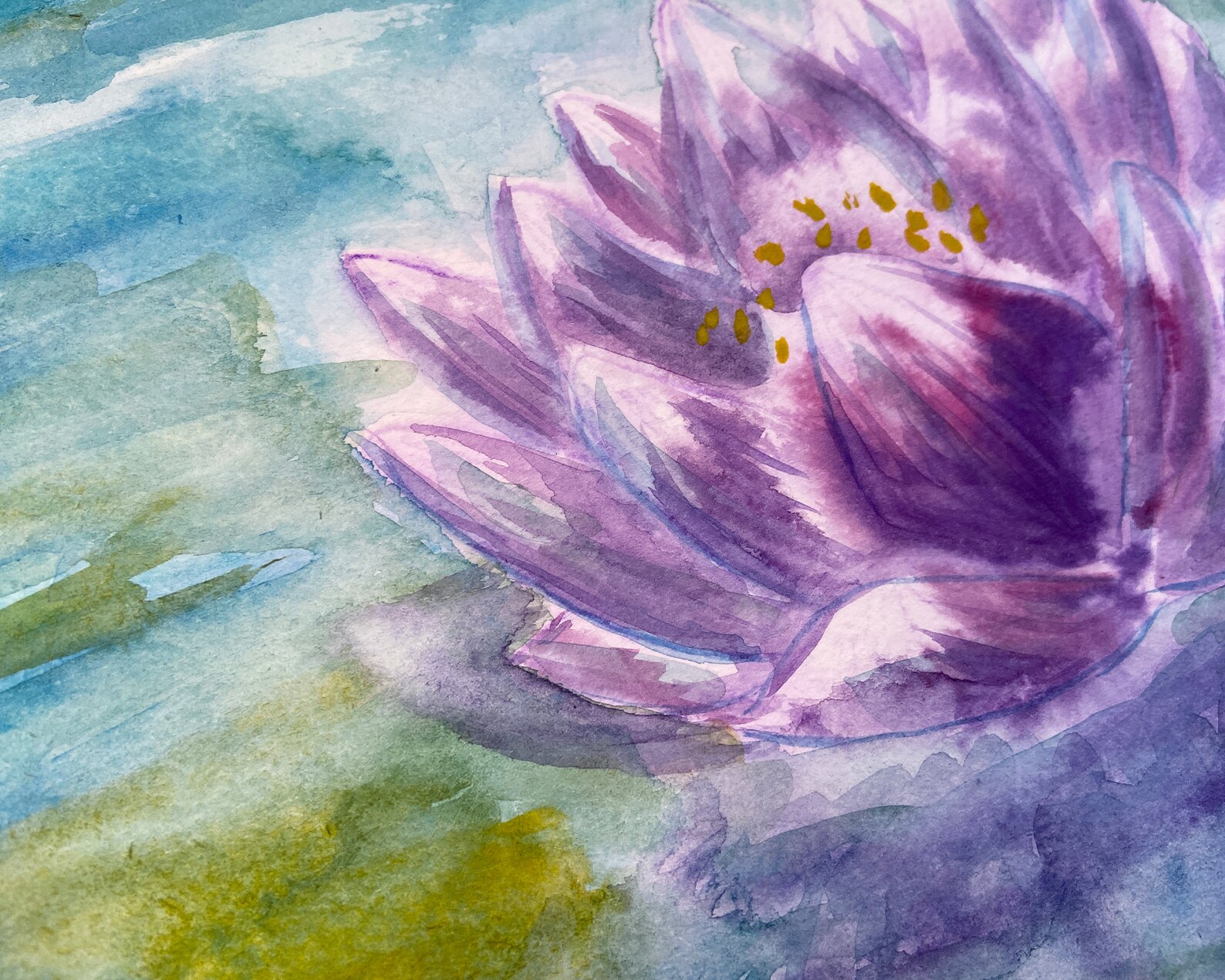 Egyptian Blue Lotus Wall Art Original Watercolor Painting Etsy