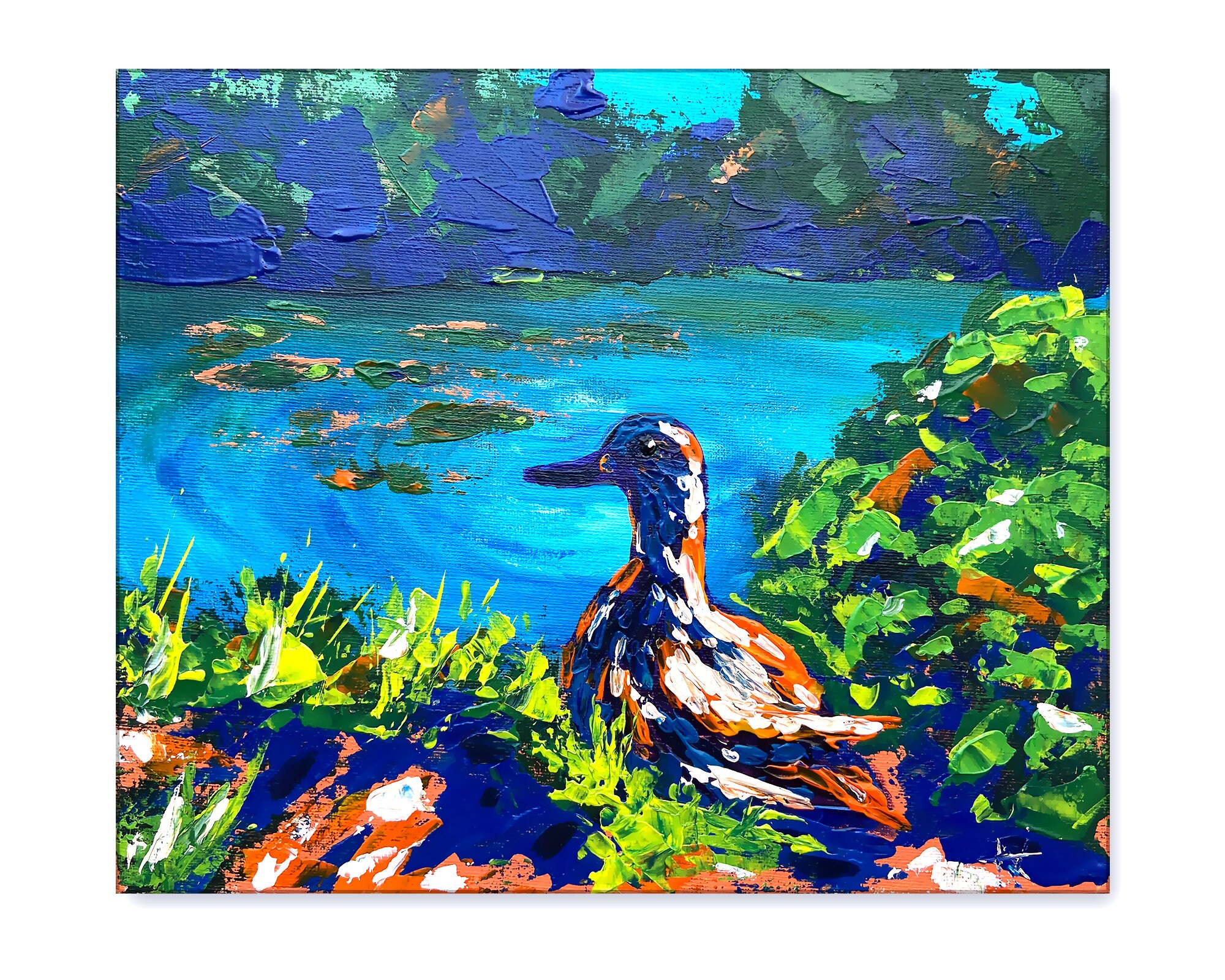 Ente im Teich Acrylgemälde Landschaft Malerei mit Ente Etsy
