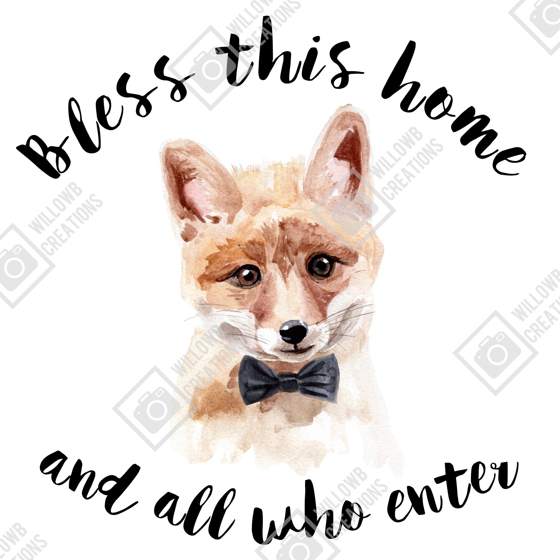 Haus Zitat Fuchs mit Schleife Aquarell Druck gerahmt Geschenk Etsy