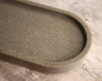 Oval epoxy resin trinket tray 18 cm Grey small tray