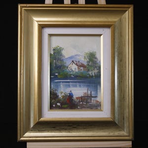 Vintage Landschaft Ölgemälde Gold Holzrahmen Italienische Landschaftsmalerei
