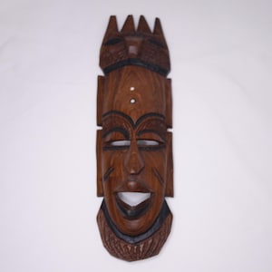 Große afrikanische handgeschnitzte Holzmaske Vintage afrikanisches Totem Holzgesichtwanddekor