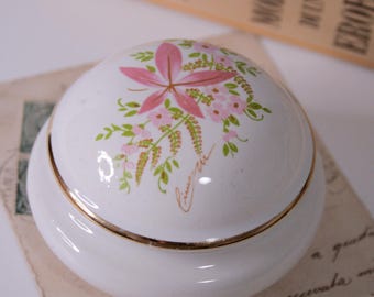 Scatola portaoggetti in porcellana vintage Limoges Francia, piccola scatola portagioie dipinta a mano
