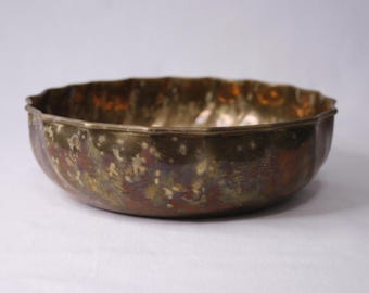 Vintage brass lotus bowl Italian hammered brass bowl