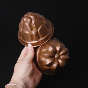Vintage small copper jello mold set Pudding mold Farmhouse kitchen decor
