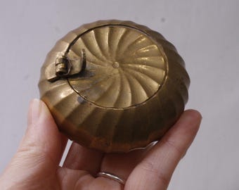 Vintage Brass Pocket Ashtray: Small Portable Textured Design