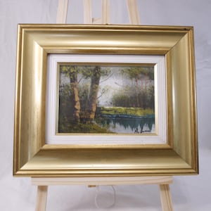 Vintage italienische Landschaft Ölgemälde Gold Holzrahmen Wandbehang Dekor