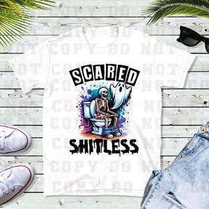 DTF Scared Shitless Skull Halloween Transfer/ Print Ready to Press