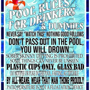 Pool Rules Sign png digital download
