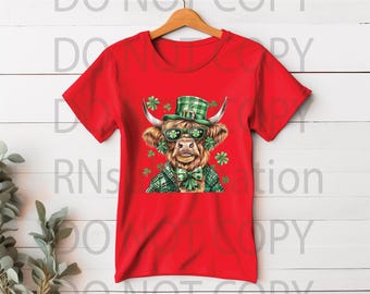 DTF St. Patrick's Day Highland Cow Transfer Ready to Press