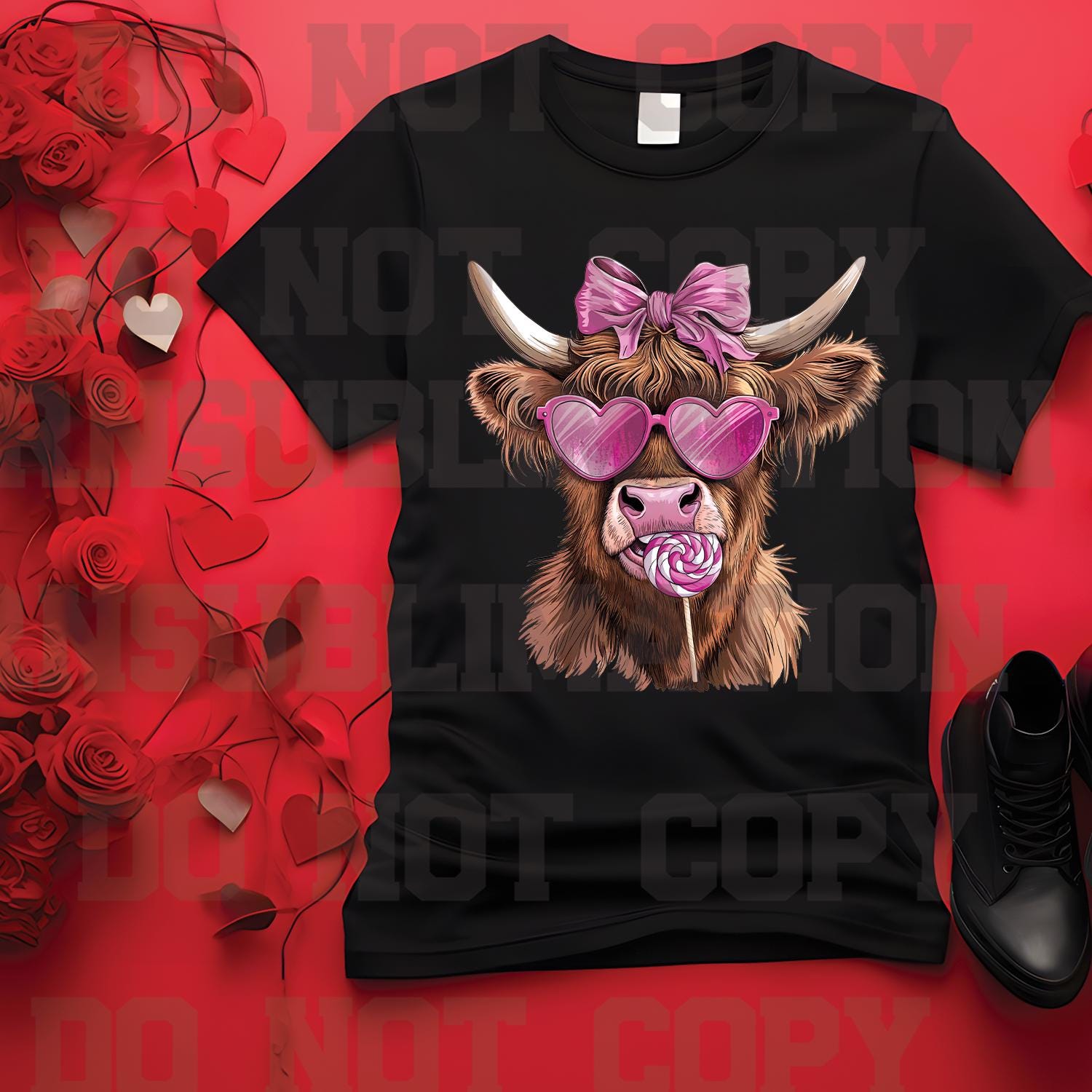 DTF Valentine Highland Cow #1047