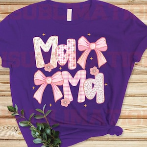 DTF Mama Bow Transfer Ready to Press