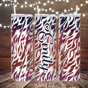 20oz Zebra Glitter Tumbler