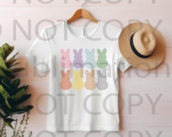 DTF Retro Checkered Bunny Transfer Ready to Press