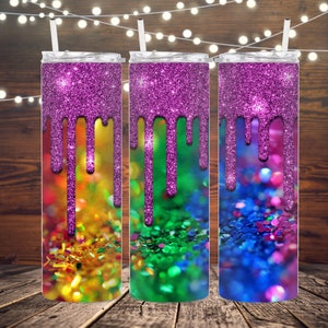 20oz Rainbow glitter tumbler