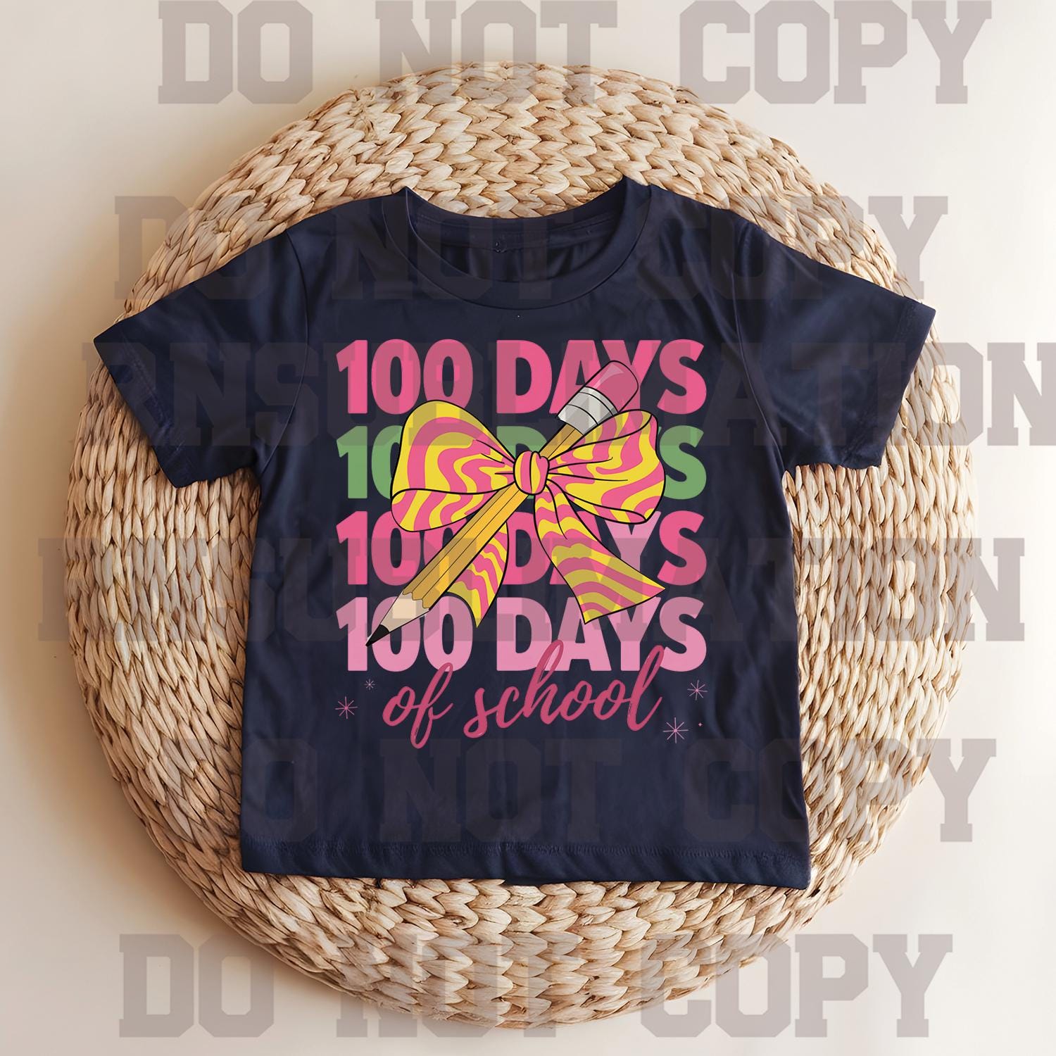 DTF 100 Days of School Bow Transfer Ready to Press #992