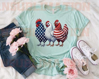 DTF Patriotic Chickens Transfer Ready to Press
