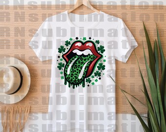 DTF St. Patrick's Day Retro Lips Transfer Ready to Press