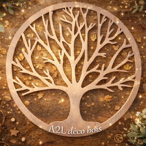 Arbre de vie en bois fait main – chantournage artisanal – décoration murale unique – 40 cm