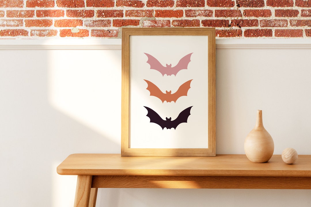 Halloween Bat Wall Art Printable Wall Art Neutral Halloween Etsy
