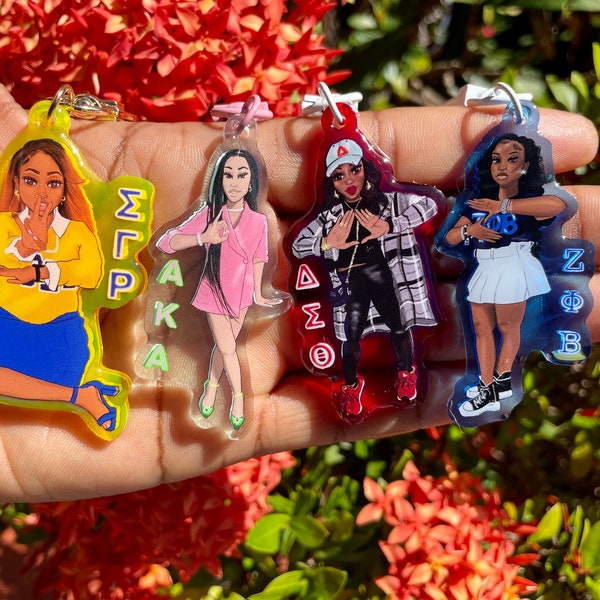 Colorful Sorority Keychain | Divine 9 Double Sided