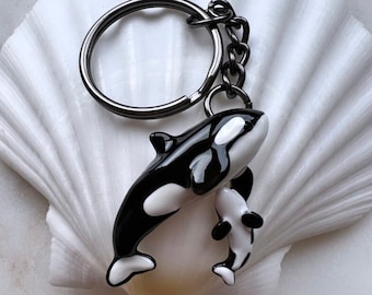 orca keychain - killer whale keyring charm