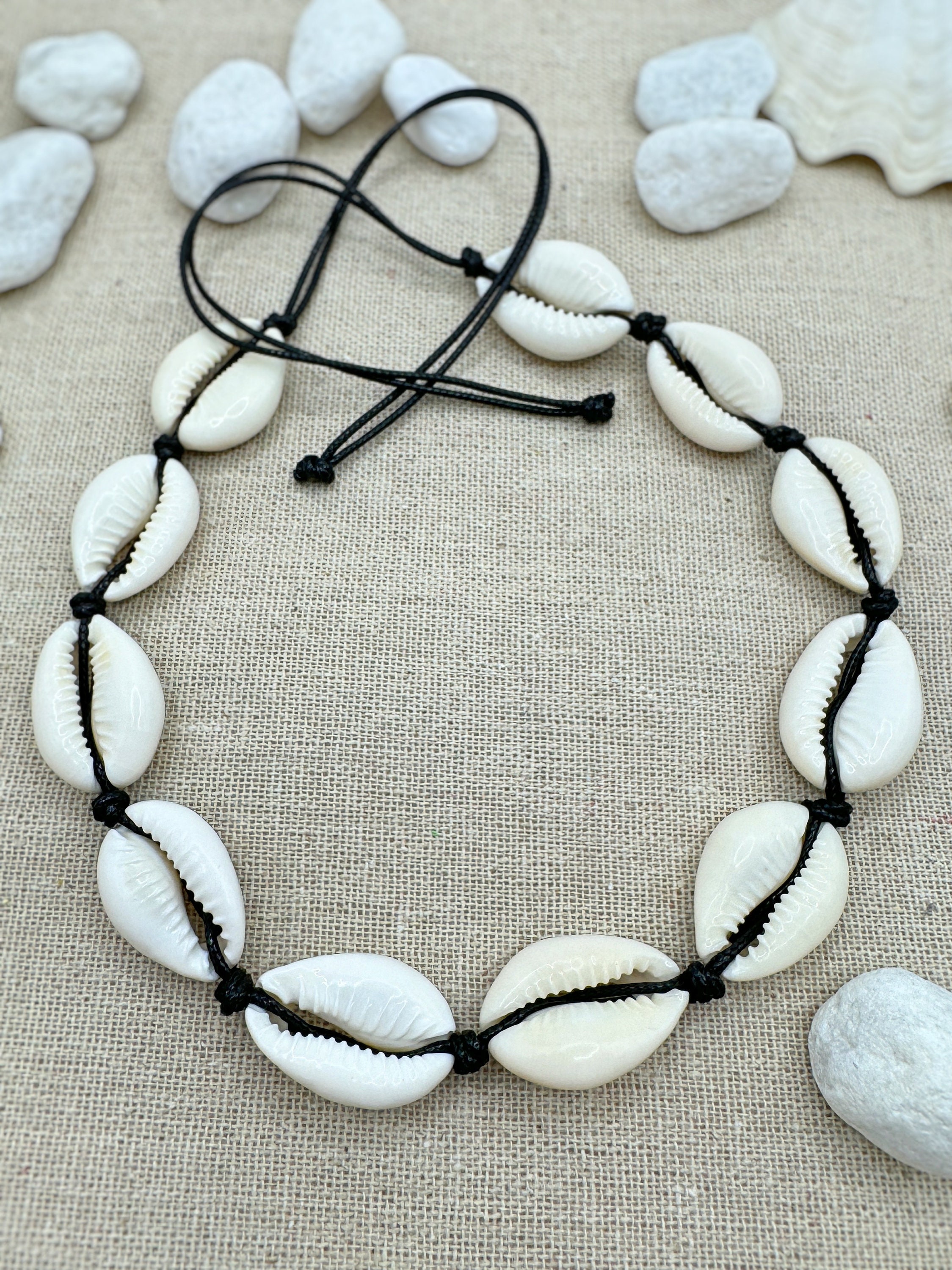 Cowrie Shell Choker Necklace: Adjustable Black Cord - Etsy