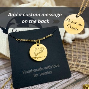 Minimalist Orca Necklace – Custom Engraved Pendant - Waterproof 18k Gold & Rose Gold plating