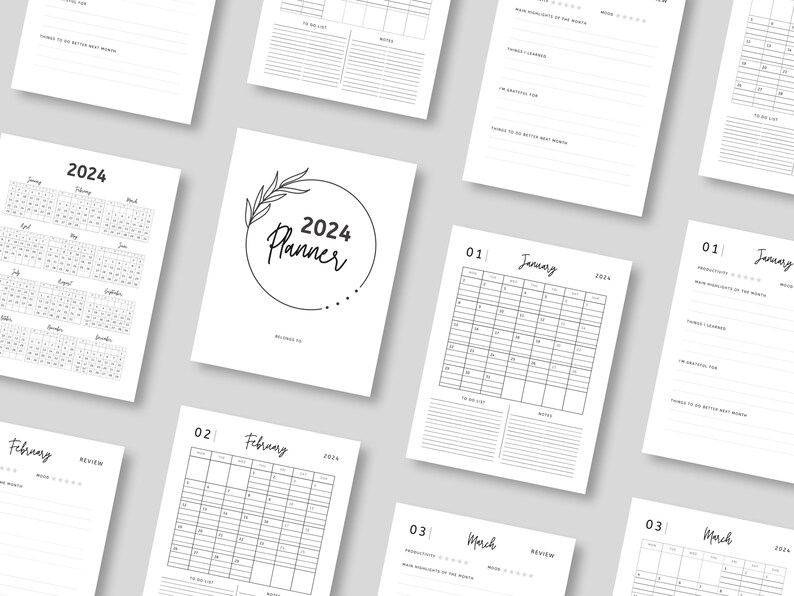2024 Printable Calendar, 2024 Printable Planner, 2024 Calendar Pdf