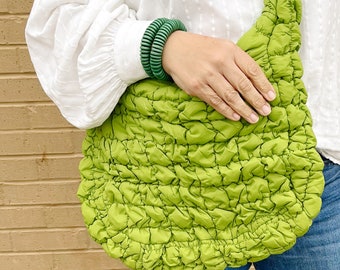 NEW!!! Puffer Quilted Shoulder Bag - Lime