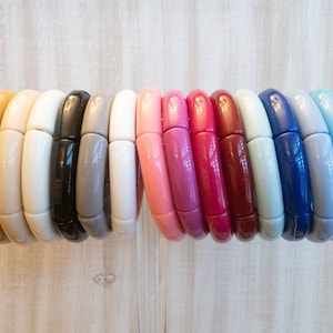Colorful Shiny Acrylic Tube Stretch Beaded Bracelets