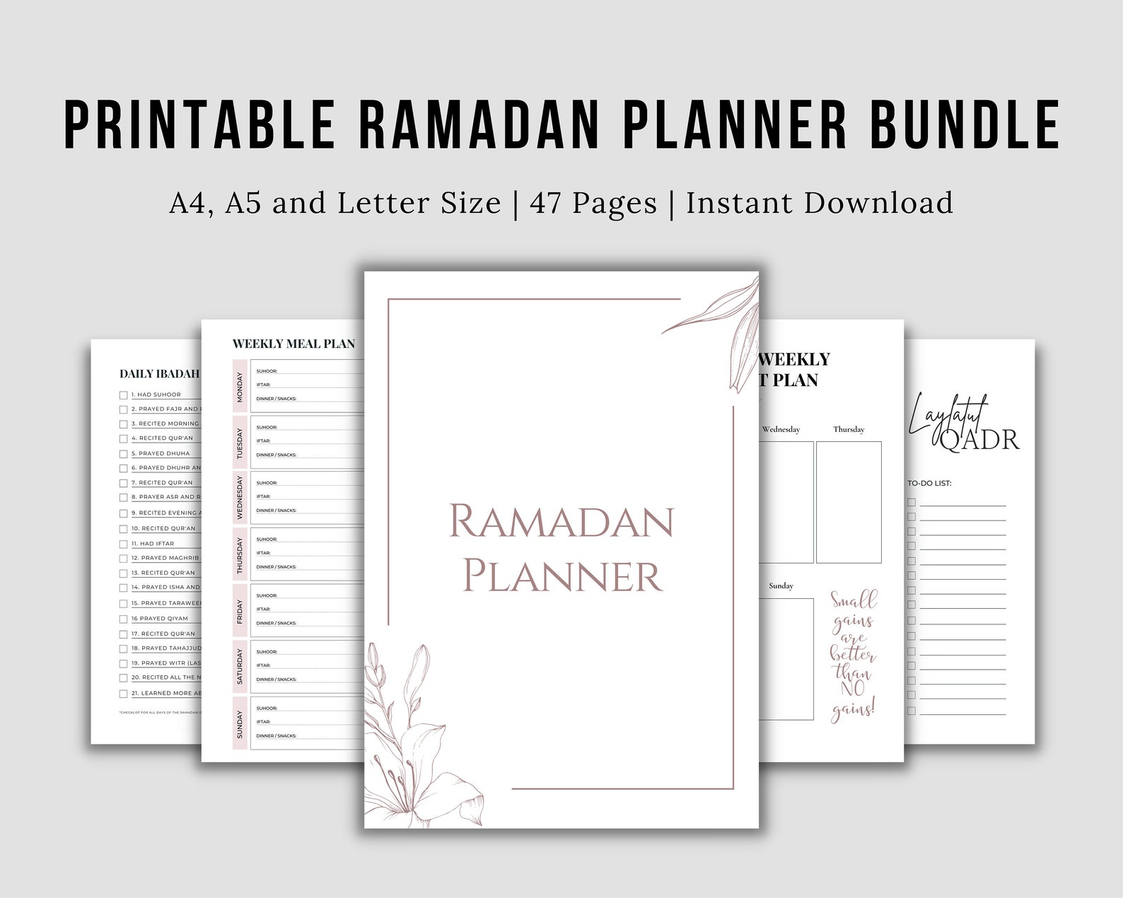 Printable Full Month Ramadan Planner BUNDLE Instant Download | Etsy
