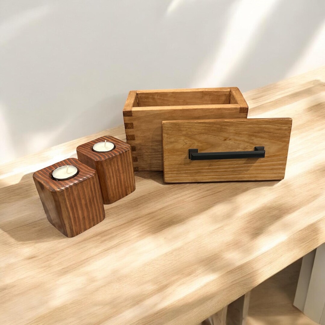 Large Handmadetrinket Candle Holder Box Made From Vintage Pine Includes ...
