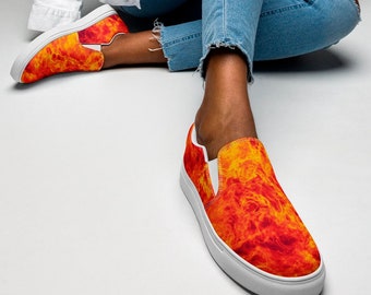 Inferno Red Fire Flame Explosive all-over print instappers damesschoenen Spiritual Athletic Sport Casual schoenen