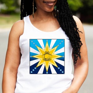 Diamant Stern Tank unendlich drittes Auge Sonne Mond Rosen und Lilien Böses Auge Schutz Sonnenstrahl Tarot Karte Unisex Tank