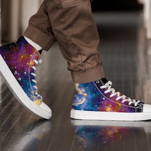 Mystic Universe Nebula Space All Over Print Men’s High Top Canvas Sneaker Athletic Sport Shoes