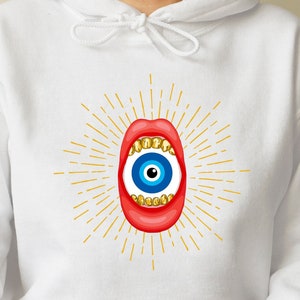 Evil Third Eye In The Mouth Hoodie Spiritual Protection Wiccan Occult Hoodie