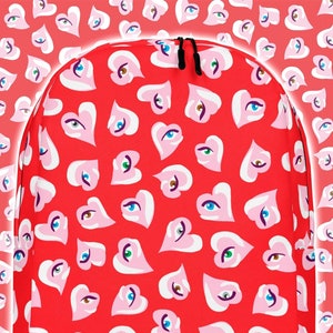 Third Eye Pink Love Heart Red Travel Occult Minimalist College School Backpack